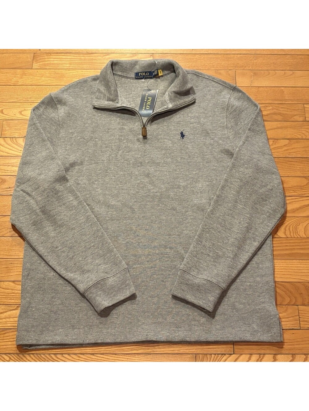 Polo Ralph Lauren Cotton Quarter-Zip Sweater Dark Vintage Grey Men’s Size XL